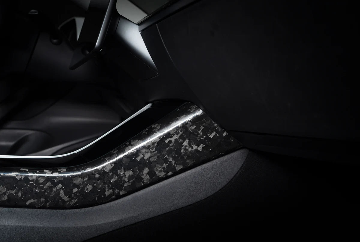 Carbon Fiber Center Console Side Panel Covers for Tesla Model 3 & Model Y – Gloss, Matte & Forged Finish