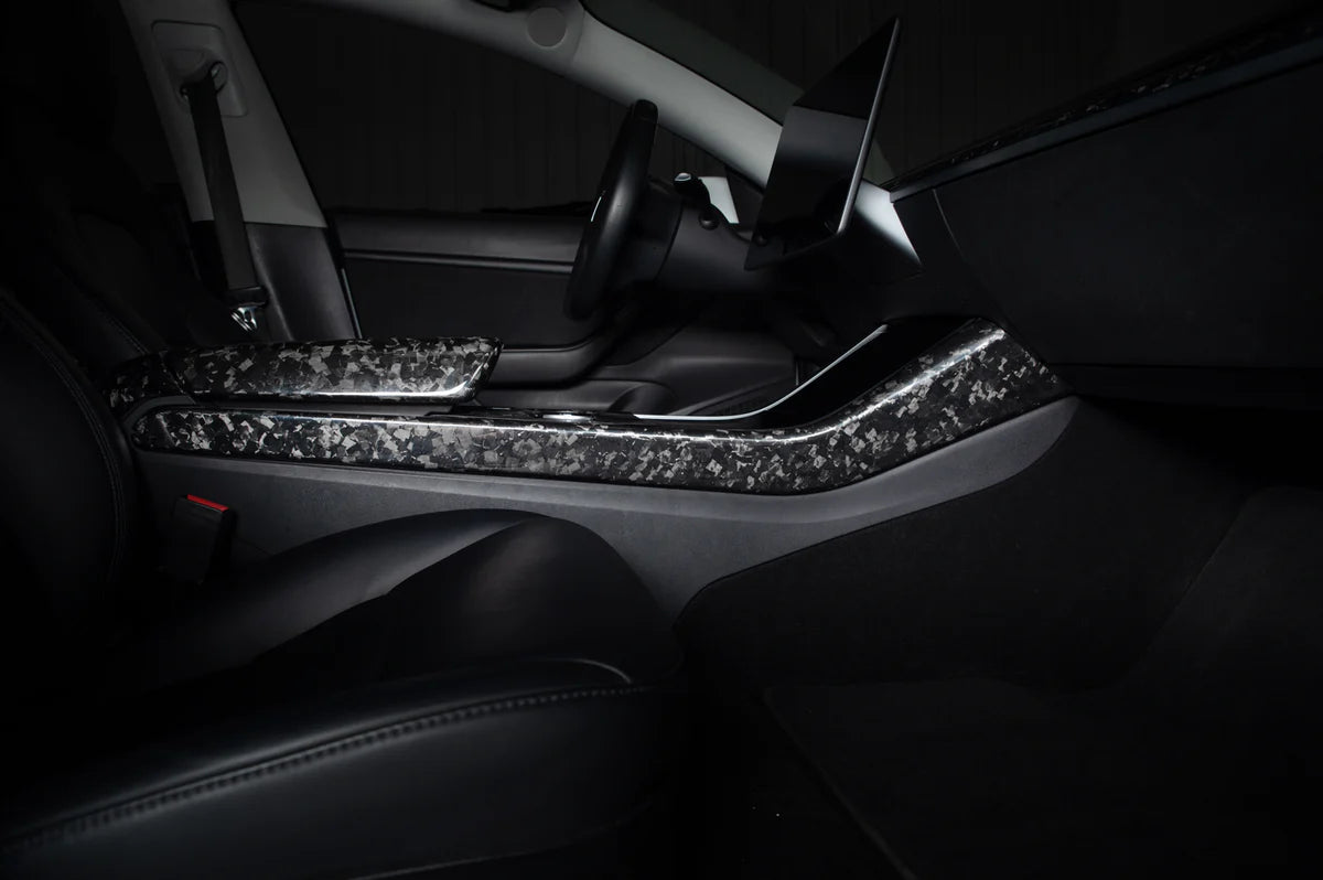 Carbon Fiber Center Console Side Panel Covers for Tesla Model 3 & Model Y – Gloss, Matte & Forged Finish