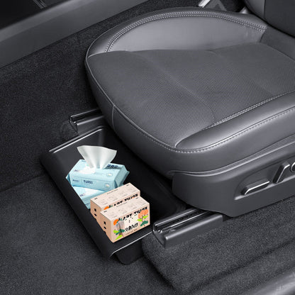 Under-Seat Storage Box (Front) for Tesla Model Y Juniper | Custom 1:1 Fit | Waterproof TPE | Anti-Slip & Safe Design