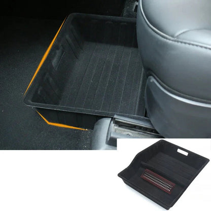 Front & Rear Under-Seat Storage Box for Tesla Model Y 5-Seater | ABS & Flocking Options | Enhanced Safety & Hidden Storage Organizer