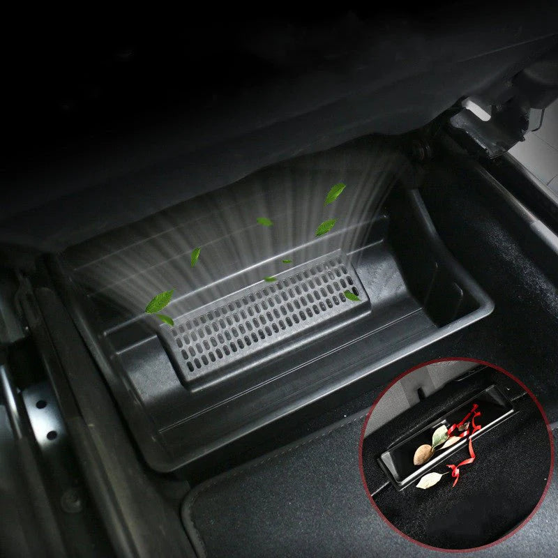 Front & Rear Under-Seat Storage Box for Tesla Model Y 5-Seater | ABS & Flocking Options | Enhanced Safety & Hidden Storage Organizer