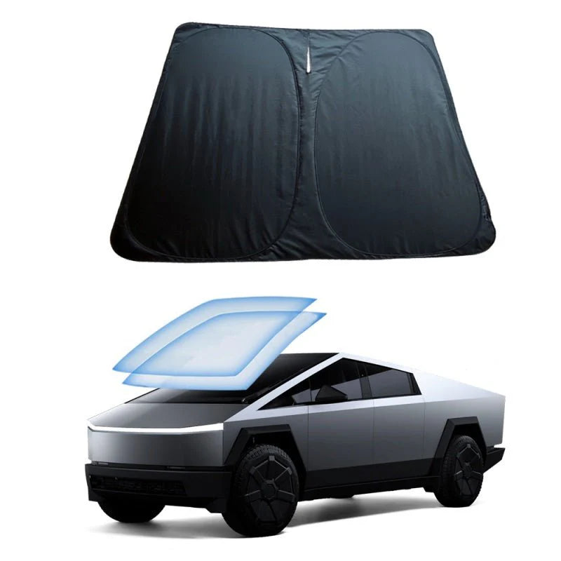 Front Windshield Sunshade for Tesla Cybertruck | Custom Fit UV & Heat Insulation Shade