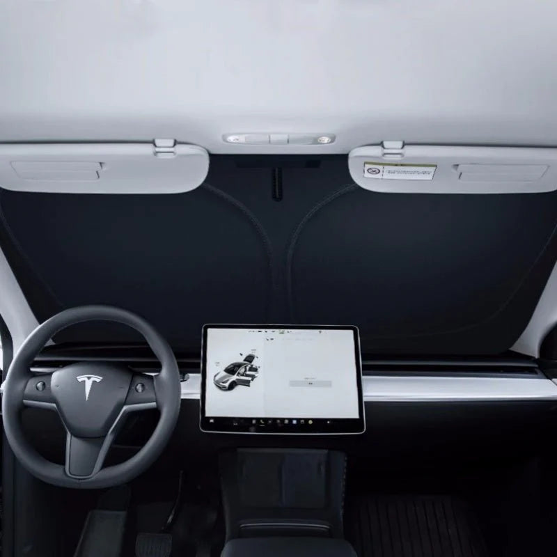 Custom Front Windshield Sunshade for Tesla Cybertruck | 99% UV Protection | Heat & Glare Reduction | No-Damage Velcro Installation