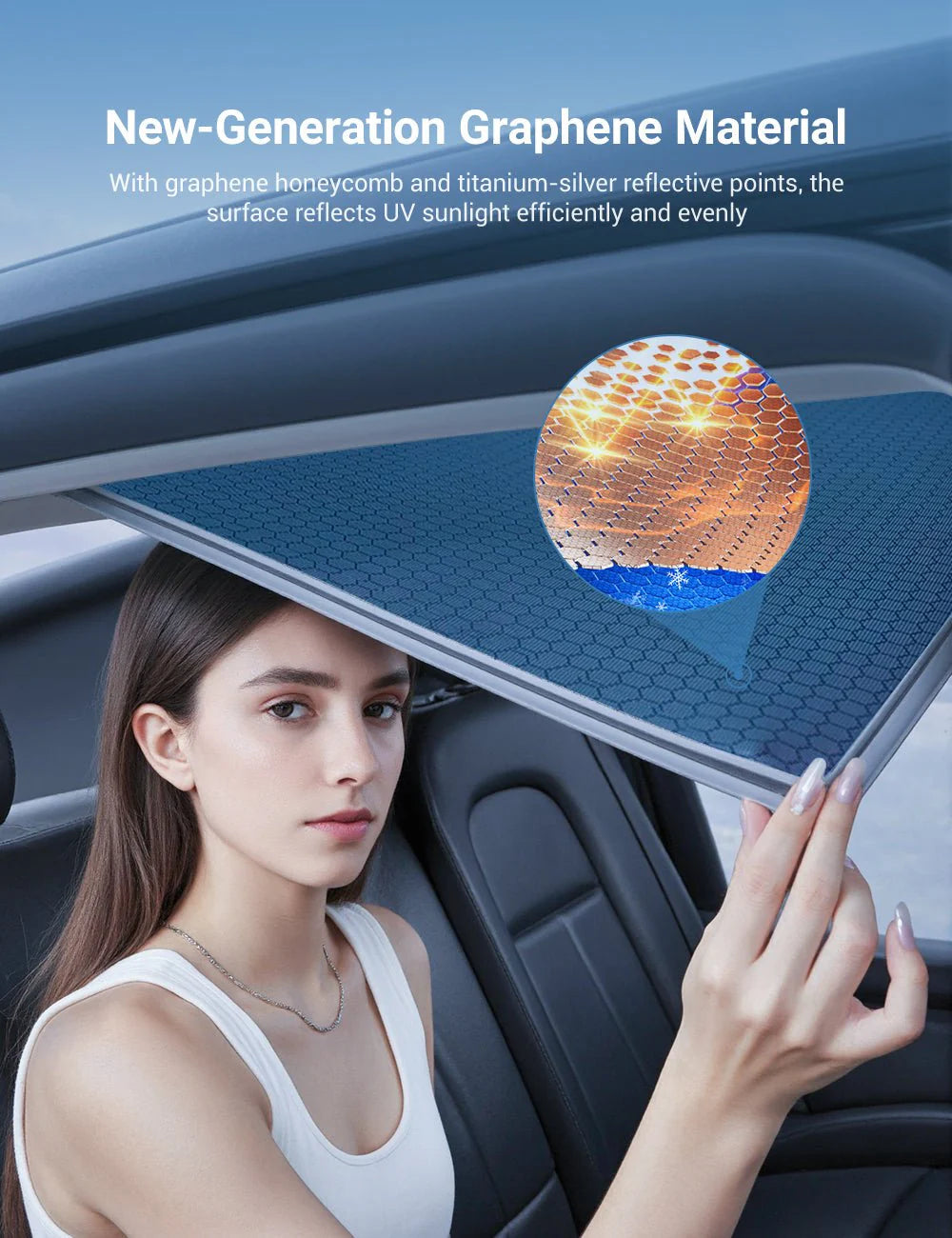Premium Front Windshield Sunshade for Tesla Model 3 & Model Y | Graphene UV Protection Heat Insulation Shade