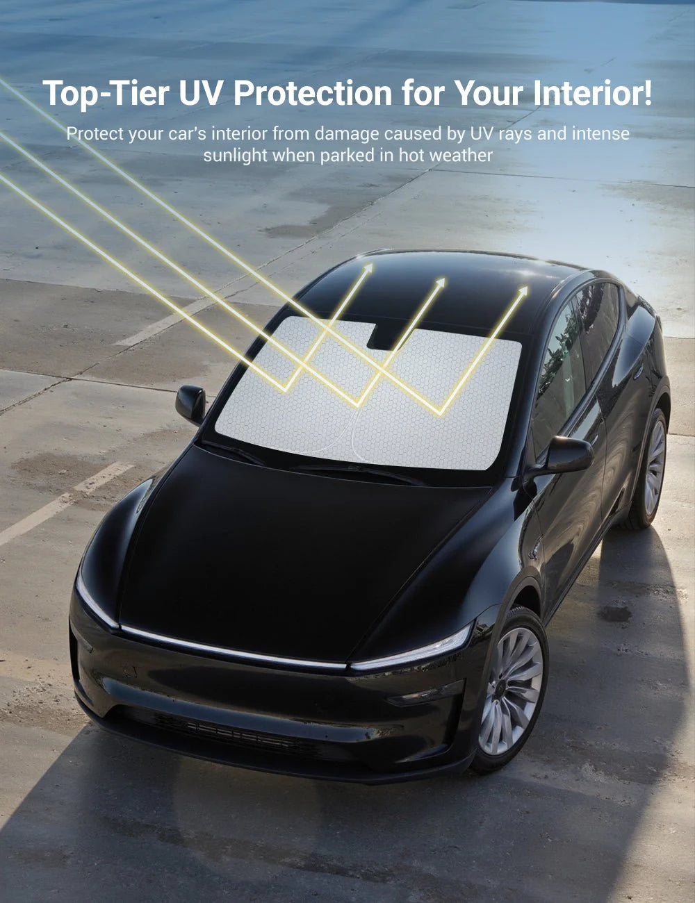 Premium Front Windshield Sunshade for Tesla Model 3 & Model Y | Graphene UV Protection Heat Insulation Shade