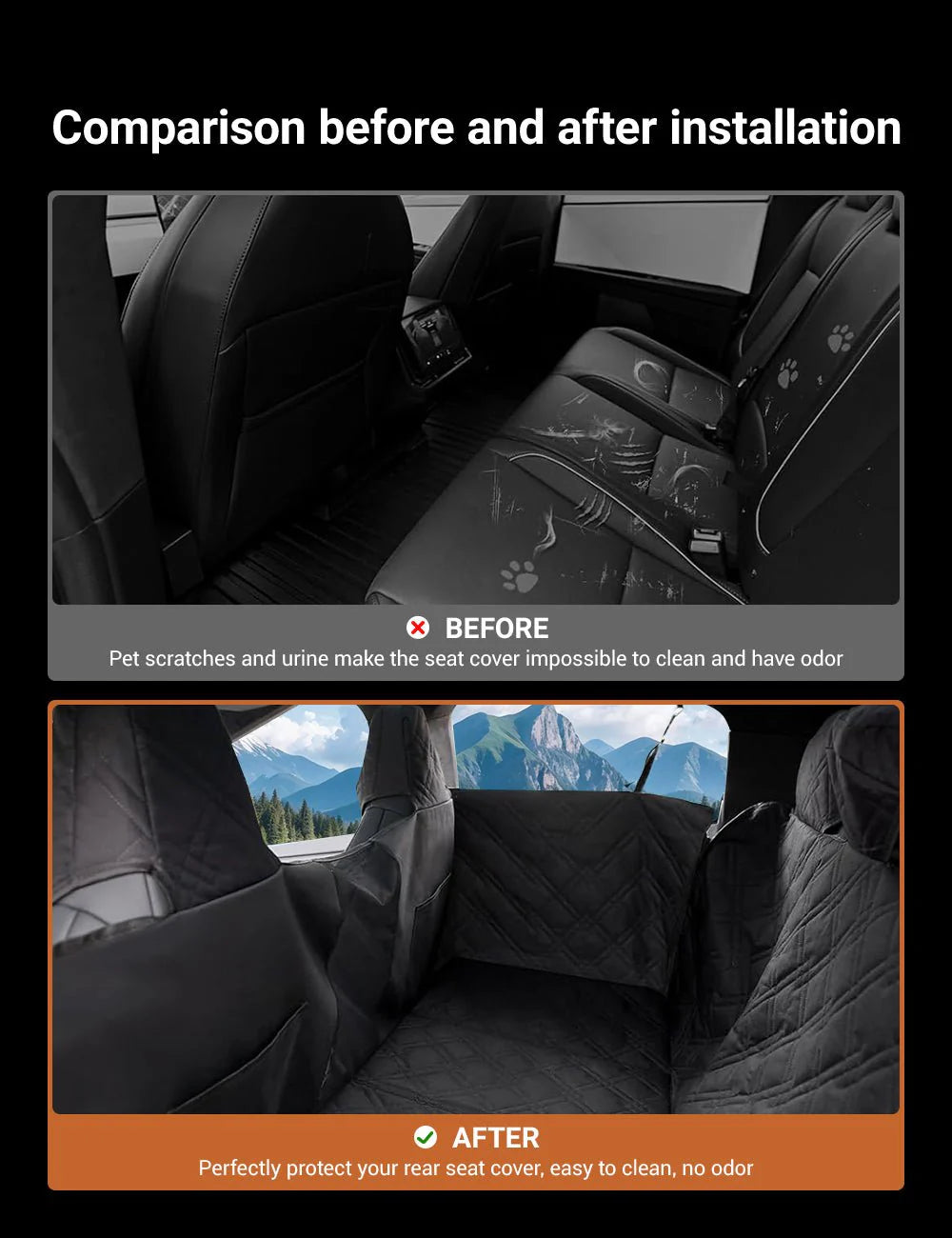 Full-Cover Rear Dog Seat Cover for Tesla Cybertruck (2024-Present) | Waterproof Heavy-Duty Pet Hammock