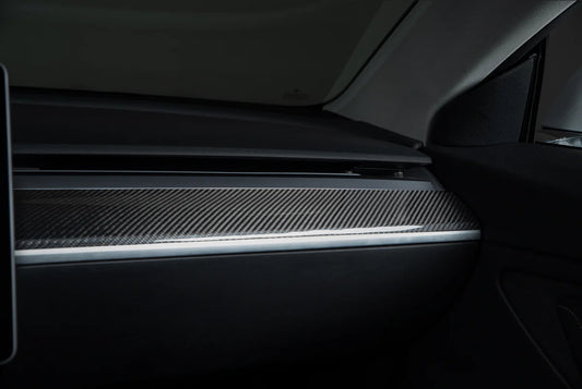Real Carbon Fiber Dashboard Cover Overlay for Tesla Model 3 & Model Y (Gloss or Matte Finish)