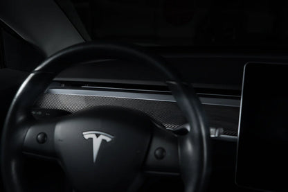 Real Carbon Fiber Dashboard Cover Overlay for Tesla Model 3 & Model Y (Gloss or Matte Finish)