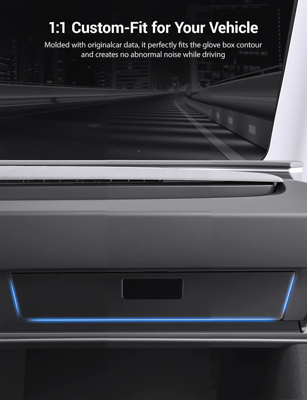 Premium Glove Box Organizer for Tesla Model 3 Highland (2024+) & Model Y Juniper (2025+) – Custom-Fit Drawer-Style TPE Storage Box