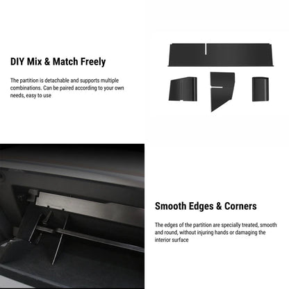Glove Box Organizer for Tesla Model 3 & Model Y | Customizable ABS Insert with Smooth Edges and Multi-Compartment Storage