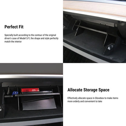 Glove Box Organizer for Tesla Model 3 & Model Y | Customizable ABS Insert with Smooth Edges and Multi-Compartment Storage