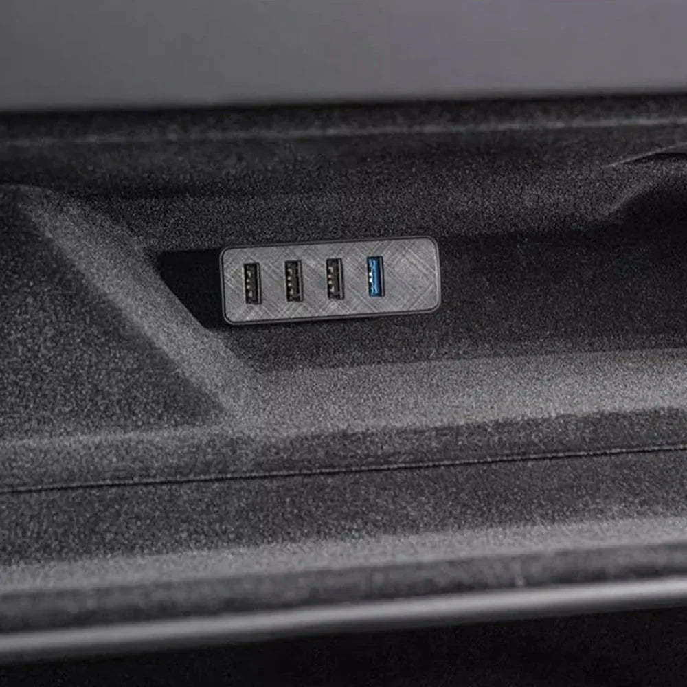 4-in-1 USB 3.0 Glove Box Hub for Tesla Cybertruck 2024+ | Dedicated Dashcam Port | High-Speed Sentry Mode Support