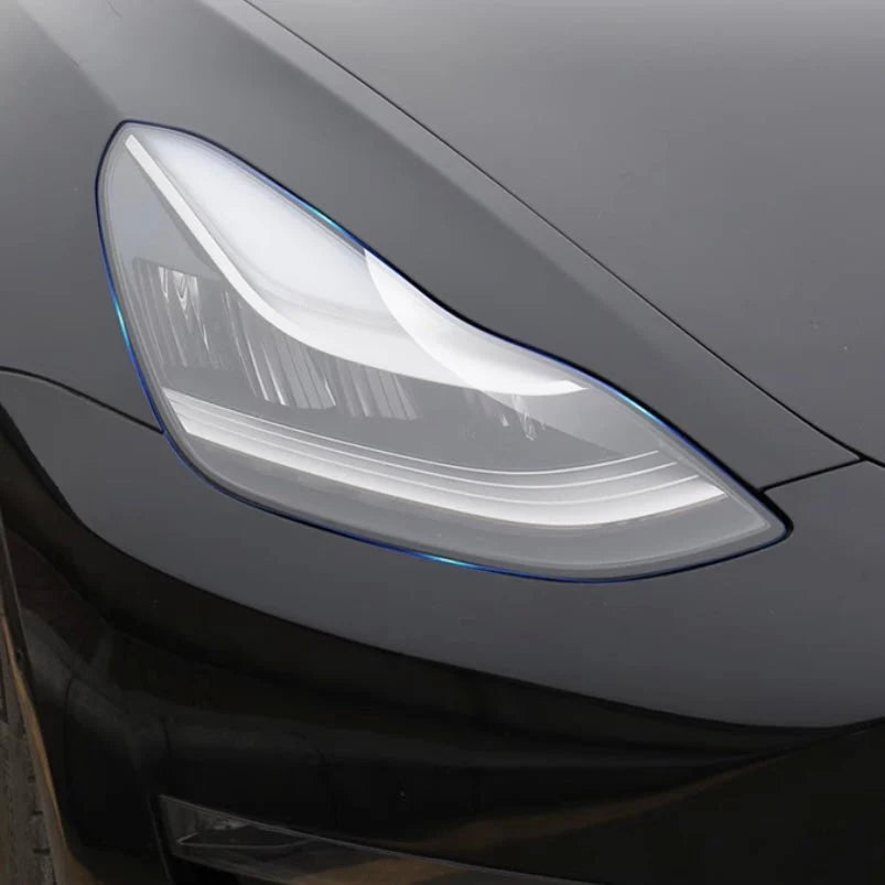 Headlight Protection Film Kits for Tesla Model 3 (2017–2023) & Model Y (2020–Present), Transparent TPU Self-Healing Protective Cover