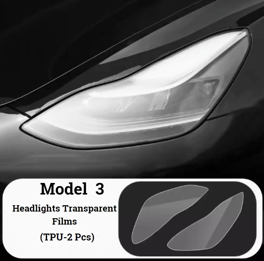 Headlight Protection Film Kits for Tesla Model 3 (2017–2023) & Model Y (2020–Present), Transparent TPU Self-Healing Protective Cover