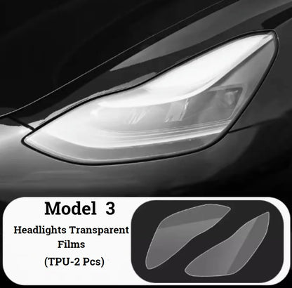 Headlight Protection Film Kits for Tesla Model 3 (2017–2023) & Model Y (2020–Present), Transparent TPU Self-Healing Protective Cover