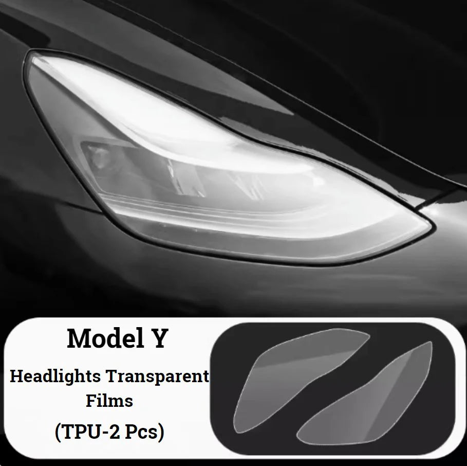 Headlight Protection Film Kits for Tesla Model 3 (2017–2023) & Model Y (2020–Present), Transparent TPU Self-Healing Protective Cover