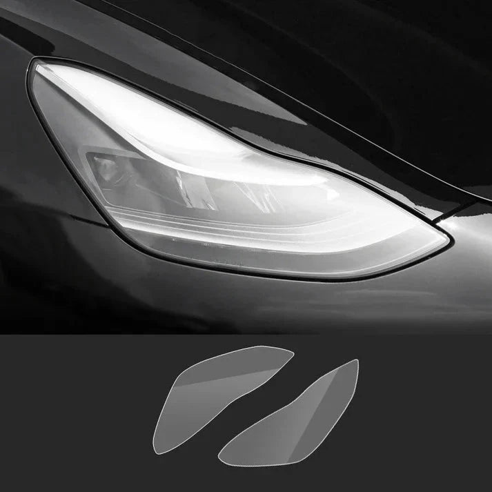Headlight Protection Film Kits for Tesla Model 3 (2017–2023) & Model Y (2020–Present), Transparent TPU Self-Healing Protective Cover