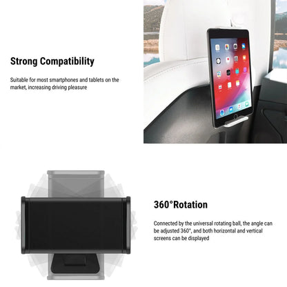 Tesla Model 3/Y Headrest Tablet & Phone Mount – 360° Adjustable Rear Seat Holder | Tesery
