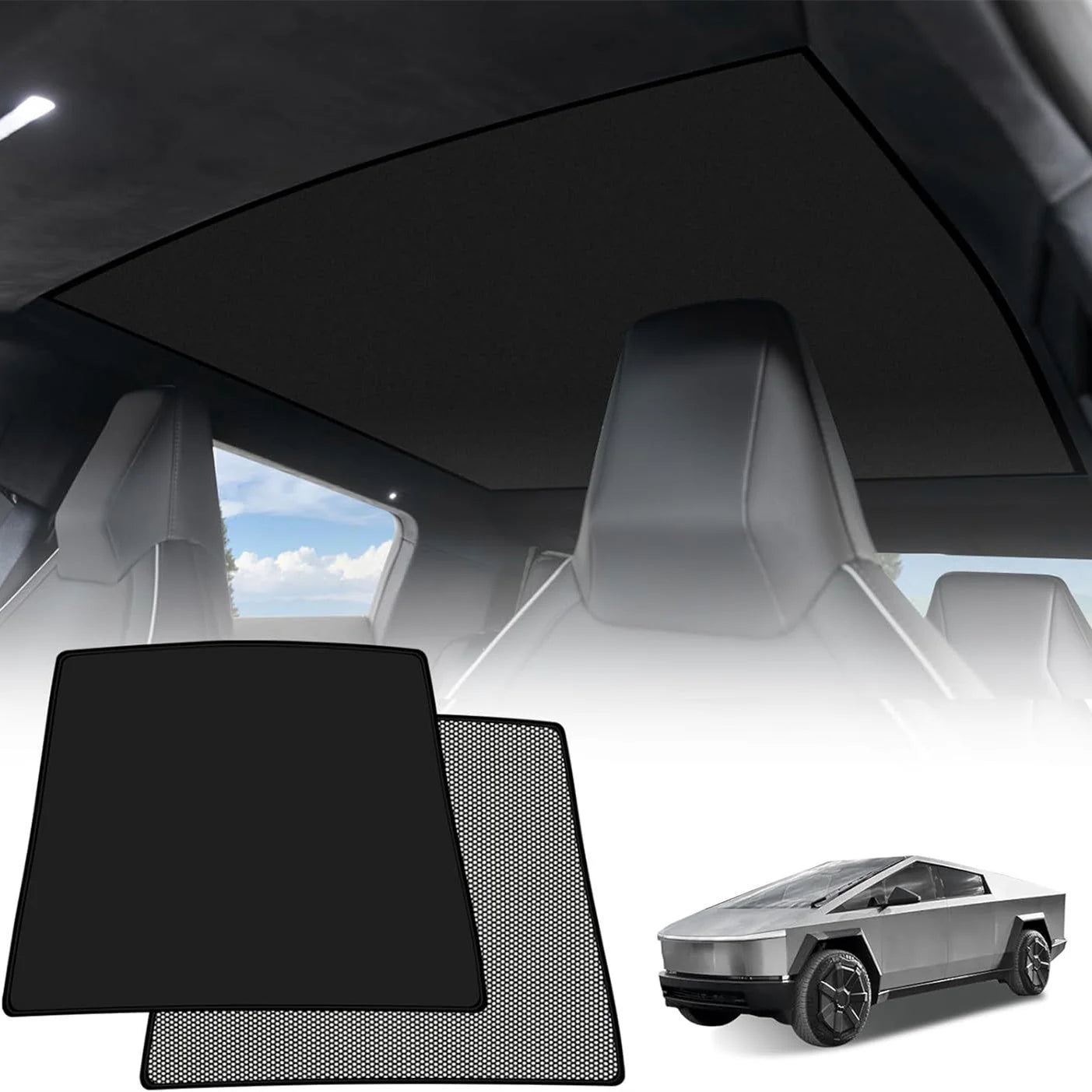 Ice Shield Roof Sunshade for Tesla Cybertruck (2024–Present) – Custom Fit, 4-Layer Heat & UV Protection