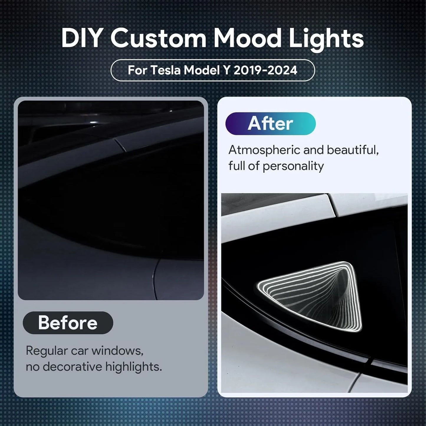 Triangle Window Ambient Light for Tesla Model Y & New Model 3 (Highland) – Plug & Play Interior LED Lighting Upgrade