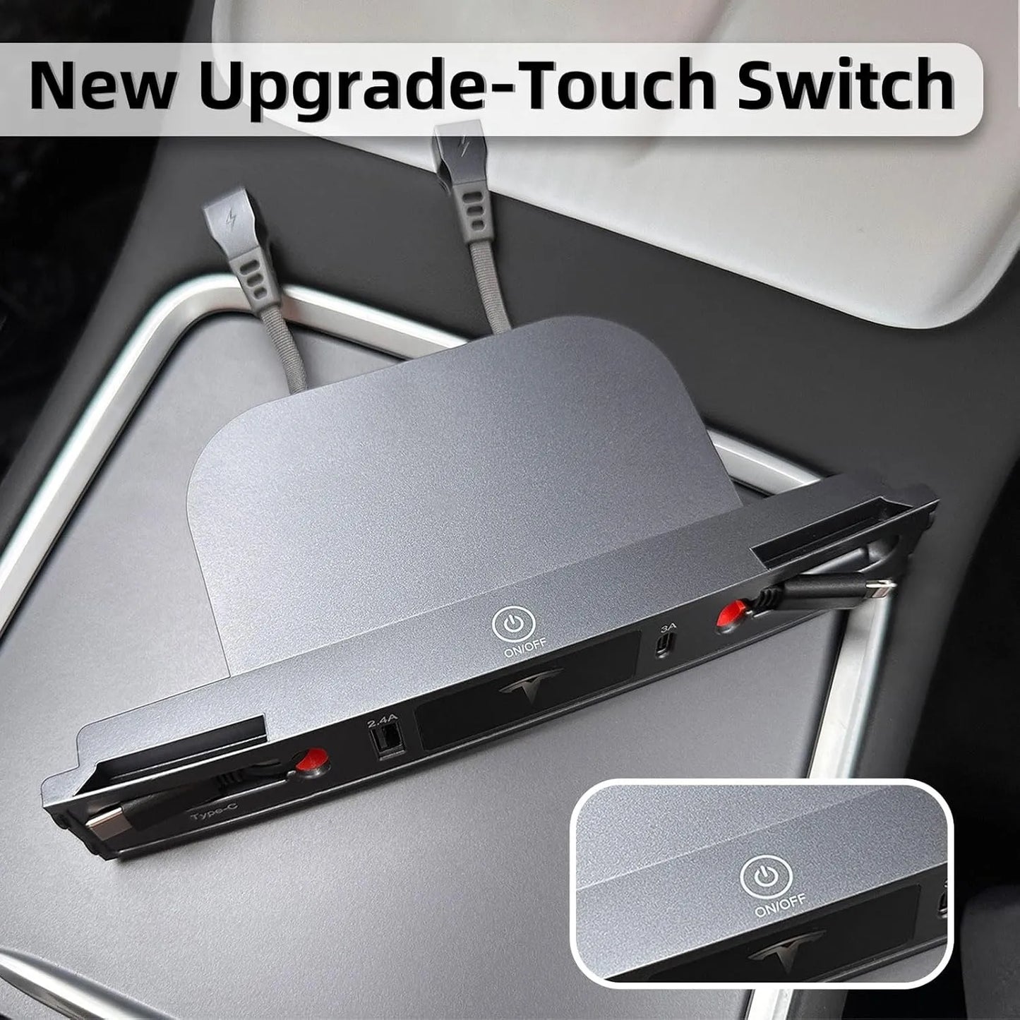 Center Console USB Hub Docking Station with Smart Touch Sensor for Tesla Model 3 & Model Y (2021–2023)