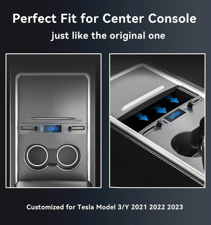 Center Console USB Hub Docking Station with Smart Touch Sensor for Tesla Model 3 & Model Y (2021–2023)