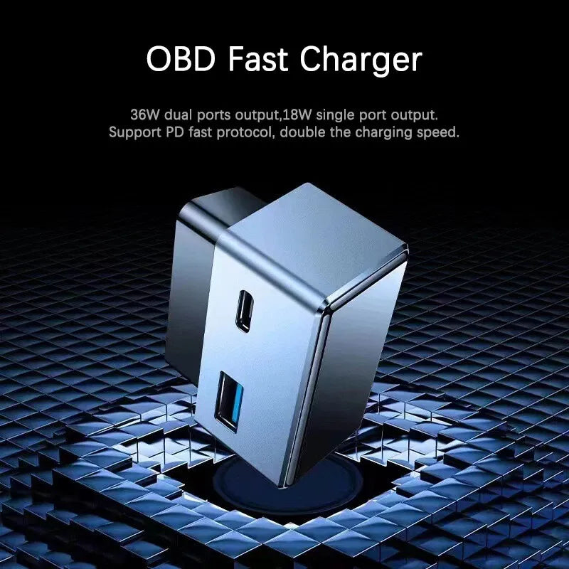 Aluminum OBD Fast Charging Port for Tesla Model 3 & Model Y (Pre-2025) – Dual USB-A & Type-C 18W Quick Charger