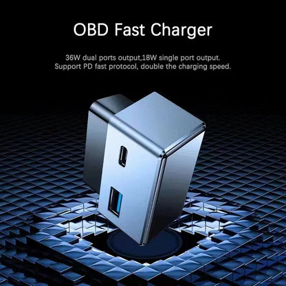 Aluminum OBD Fast Charging Port for Tesla Model 3 & Model Y (Pre-2025) – Dual USB-A & Type-C 18W Quick Charger
