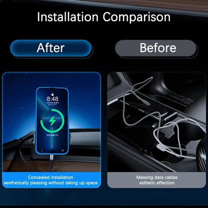 Aluminum OBD Fast Charging Port for Tesla Model 3 & Model Y (Pre-2025) – Dual USB-A & Type-C 18W Quick Charger