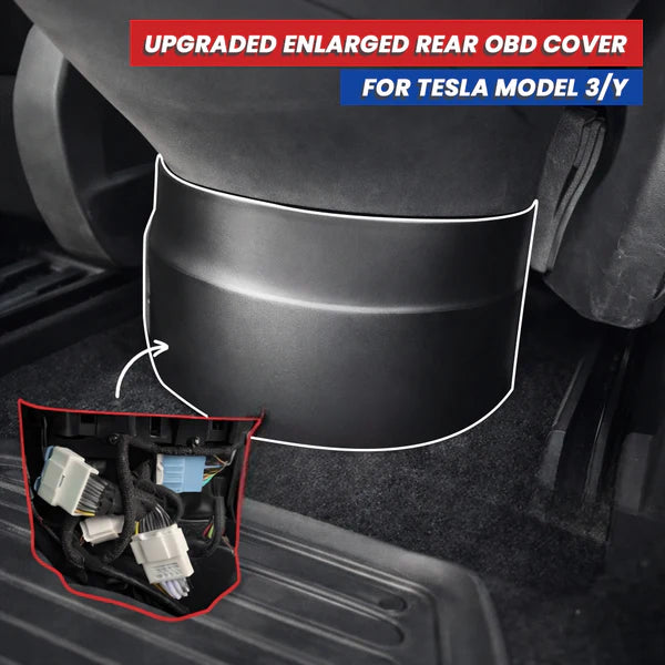 2026 Upgraded Enlarged Rear OBD Cover for Tesla Model 3 & Model Y – Cable Management & OEM-Fit ABS Trim
