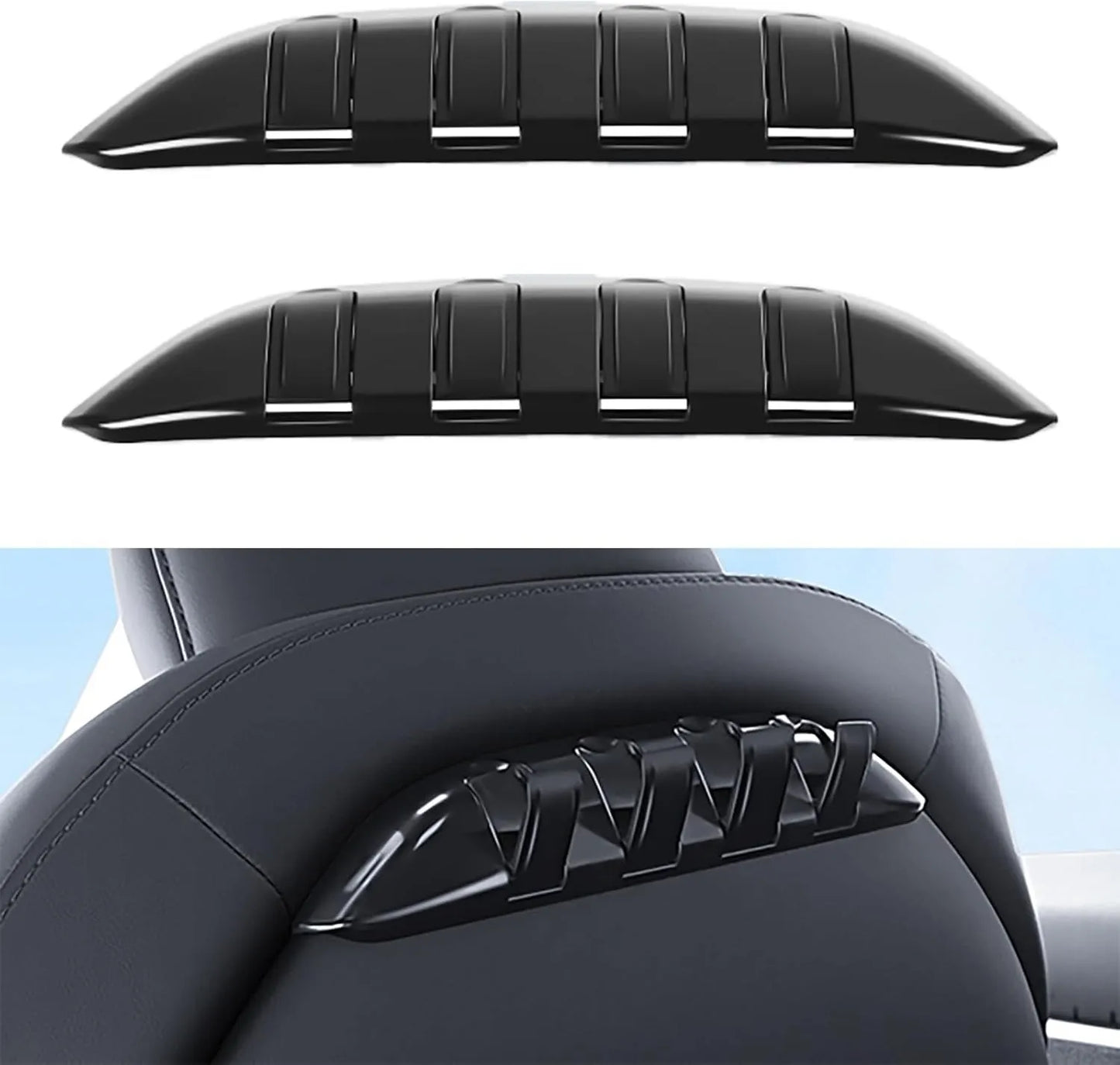 Foldable Seat Back Hooks for Tesla Model 3 / Model Y 2017–2024 – Hidden 4-in-1 Seat Back Organizer Hooks for Grocery Bags, Purses, Backpacks & Takeout | Heavy-Duty ABS Interior Accessories (2-Pack)