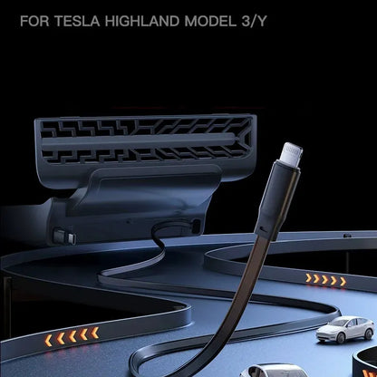 Rear Central Control Air Vent Expansion Dock with Dual 27W Fast Charging for Tesla Model 3 & Model Y (2021–2024)