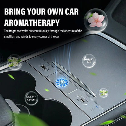 27W Fast Charging USB Hub with Aromatherapy Diffuser for Tesla Model 3 & Model Y (2021–2025) – Multi-Port USB Expansion Dock, OEM Fit Interior Charging Station for iPhone, Dashcam & Accessories