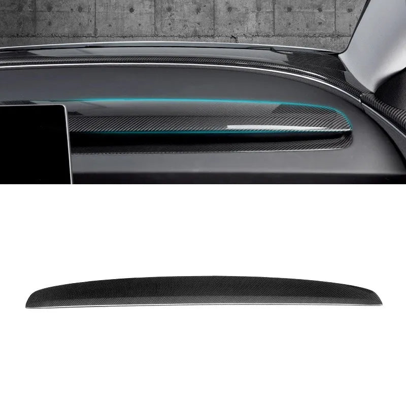 Dry Carbon Fiber Dashboard Cover for Tesla Model 3 Highland (2024+) & Model Y Juniper (2025+) – Matte Interior Trim Overlay