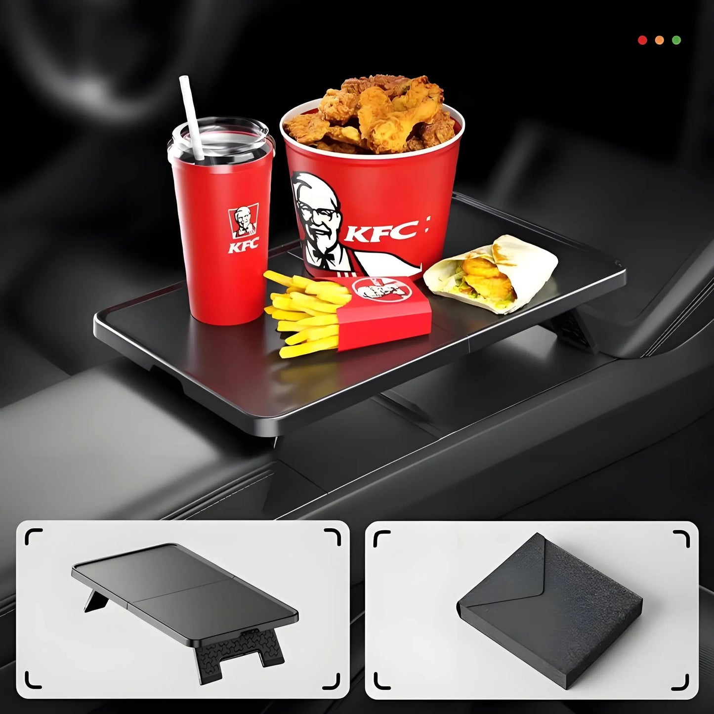Folding Center Console Table for Tesla Model Y Juniper & Model 3 Highland – ABS Portable Food & Work Tray, Space-Saving Design