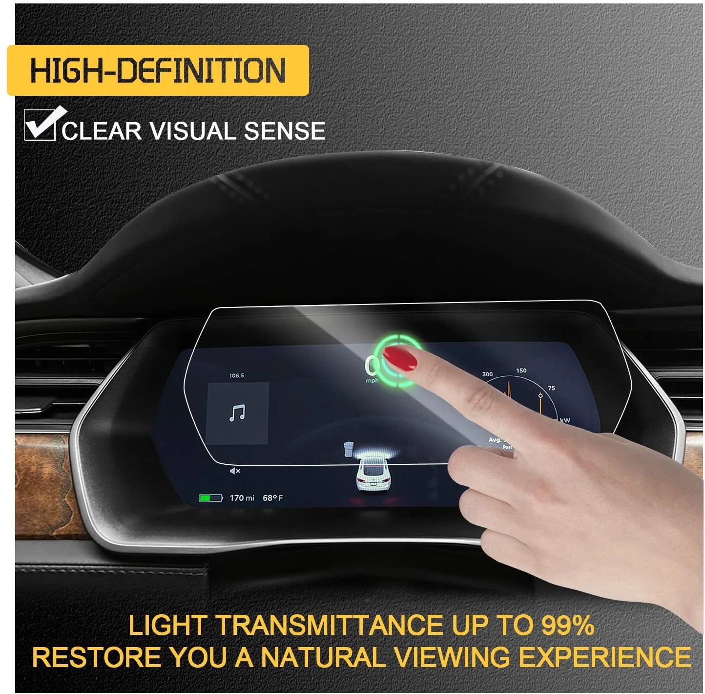 13-Inch Tempered Glass Instrument Screen Protector for Tesla Model S / Model X (2017–2020) Scratch-Resistant, Anti-Fingerprint, Anti-Blue Light