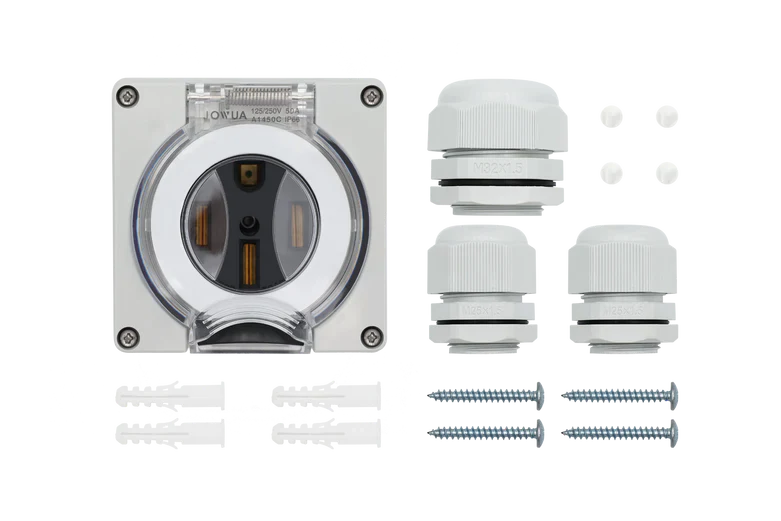 Jowua NEMA 14-50 Weatherproof Power Outlet Box – 240V 50A EV Charging Outlet Enclosure, IP66 Rated, 12,000W Max, ETL Listed