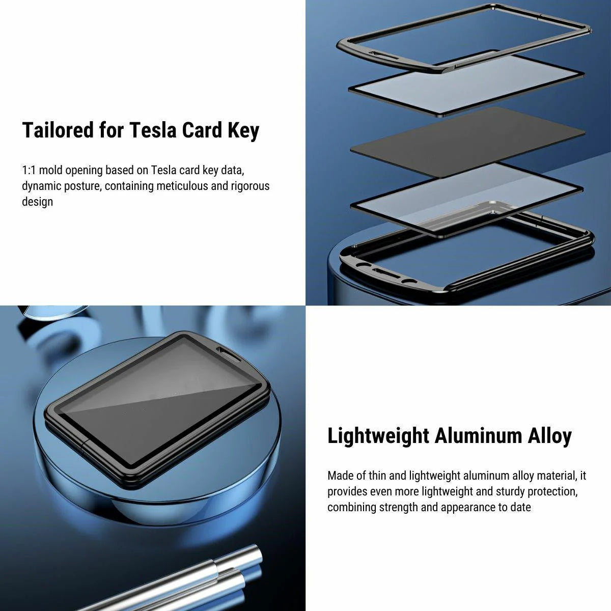 Premium Key Card Holder for Tesla Model 3 & Model Y | Aviation Aluminum, Anti-Slip, Full Protection