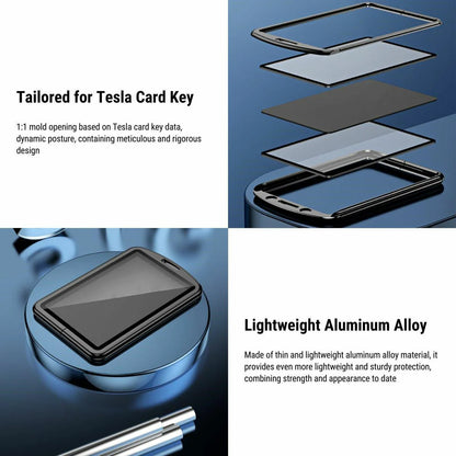 Premium Key Card Holder for Tesla Model 3 & Model Y | Aviation Aluminum, Anti-Slip, Full Protection