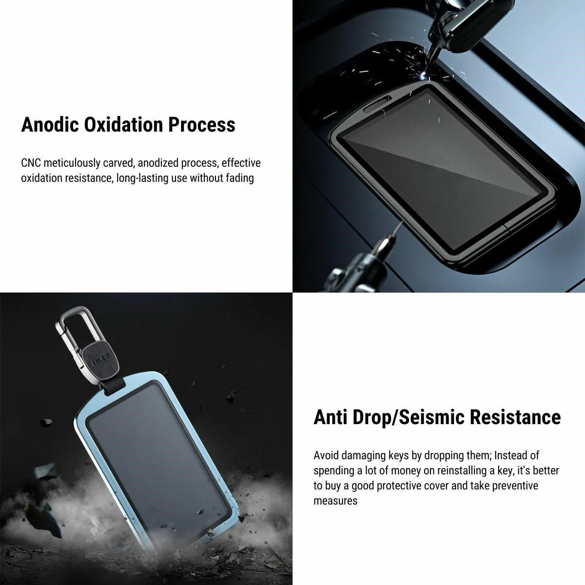 Premium Key Card Holder for Tesla Model 3 & Model Y | Aviation Aluminum, Anti-Slip, Full Protection