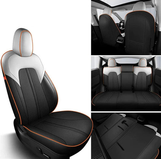 Ultra-Fine Fiber Leather Seat Covers for Tesla Model Y | Full-Coverage Protection, Perforated & Airbag Compatible