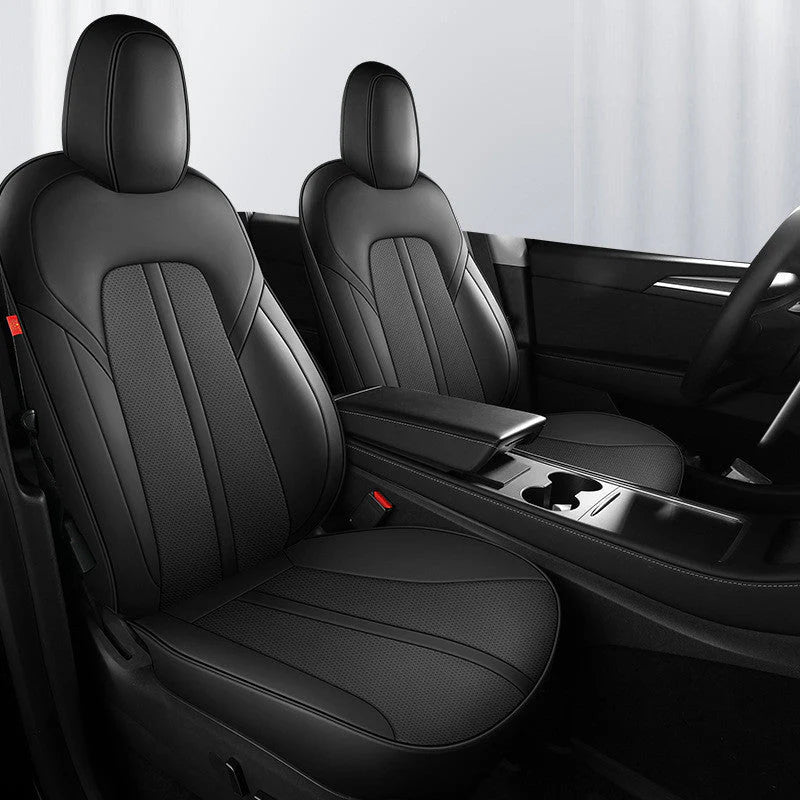 Ultra-Fine Fiber Leather Seat Covers for Tesla Model Y | Full-Coverage Protection, Perforated & Airbag Compatible