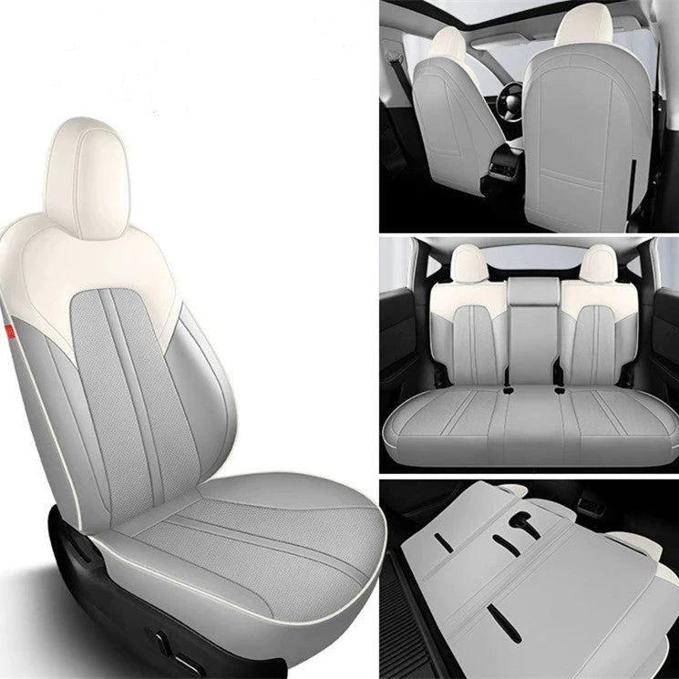 Ultra-Fine Fiber Leather Seat Covers for Tesla Model Y | Full-Coverage Protection, Perforated & Airbag Compatible