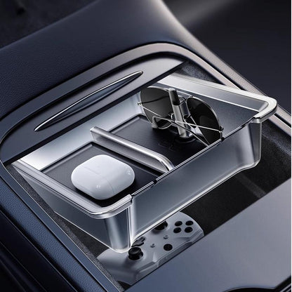 Luminous Center Console Storage Kits for Tesla Model Y Juniper / Model 3 Highland (2PCS) | Translucent Organizer with Cable Management & Anti-Slip Design