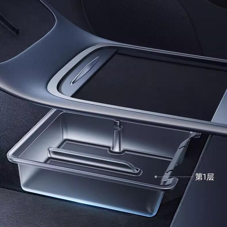 Luminous Center Console Storage Kits for Tesla Model Y Juniper / Model 3 Highland (2PCS) | Translucent Organizer with Cable Management & Anti-Slip Design