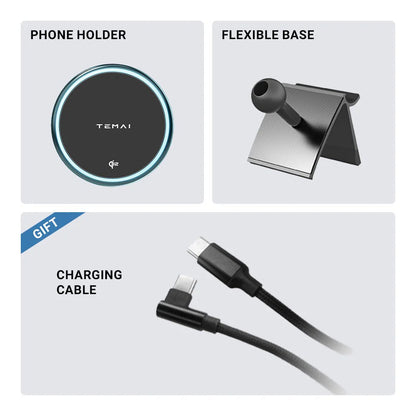 MagSafe Phone Mount for Tesla Model 3 / Model Y – 15W Fast Wireless Charger with Strong Magnetic Hold & LED Ring Light