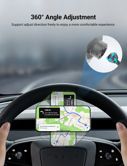 MagSafe Phone Mount for Tesla Model 3 / Model Y – 15W Fast Wireless Charger with Strong Magnetic Hold & LED Ring Light