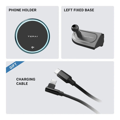MagSafe Phone Mount for Tesla Model 3 / Model Y – 15W Fast Wireless Charger with Strong Magnetic Hold & LED Ring Light