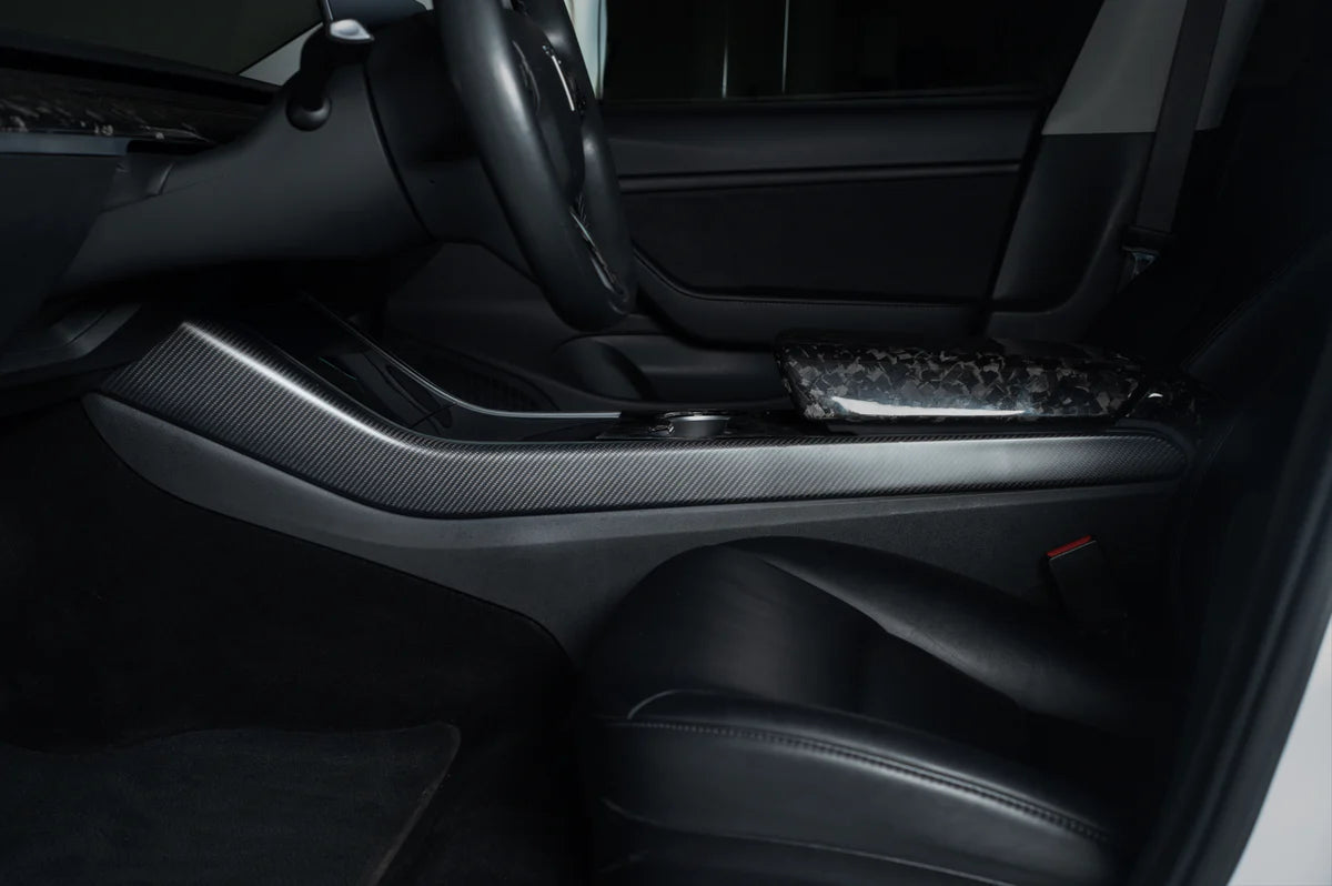 Carbon Fiber Center Console Side Panel Covers for Tesla Model 3 & Model Y – Gloss, Matte & Forged Finish