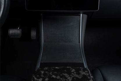 Carbon Fiber Center Console Covers for Tesla Model 3 & Model Y – Old Flip-Up Center Console (3-Piece Overlay Kit)